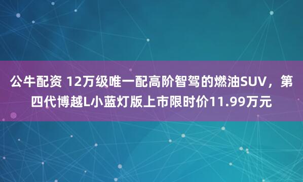 公牛配资 12万级唯一配高阶智驾的燃油SUV,第四代博越L小蓝灯版上市限时价11.99万元